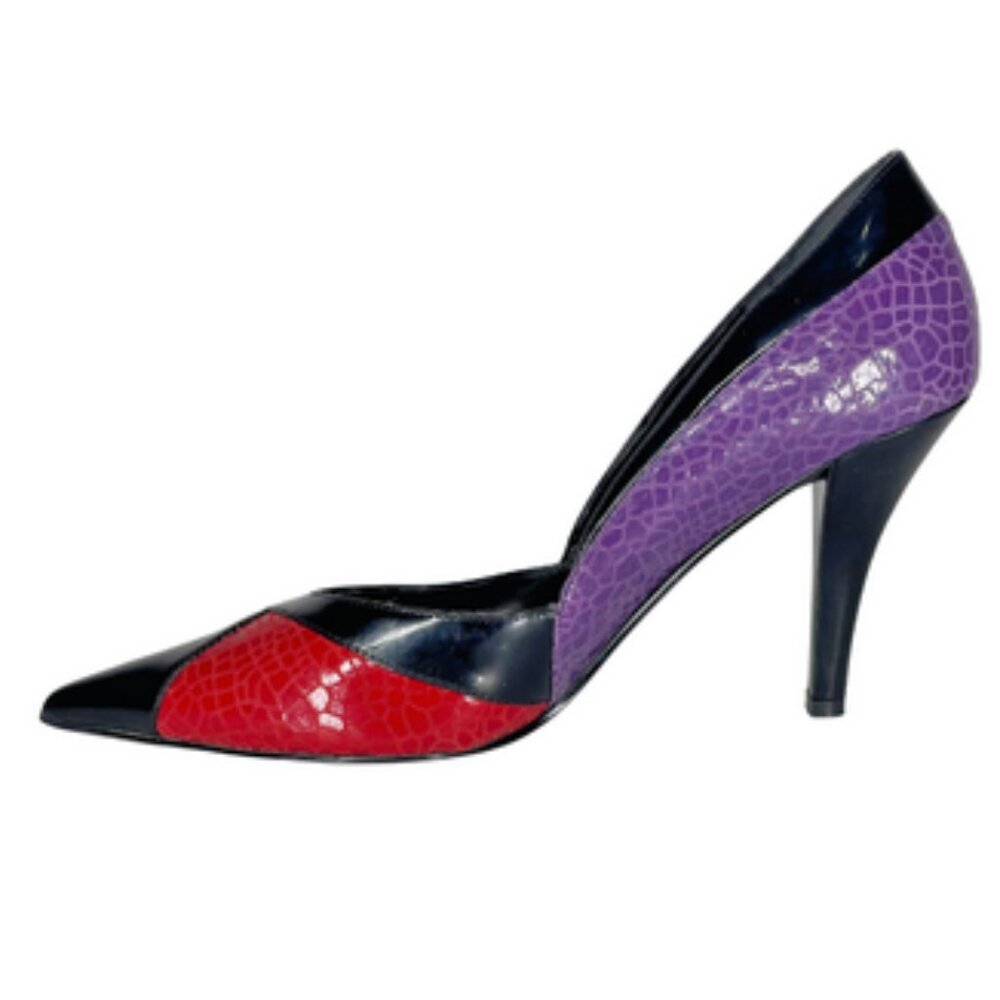 J.Reneé Kipp Multi-Color Faux Croc Patent Leather Pointed Toe Pumps Heels 9.5 - Picture 5 of 12
